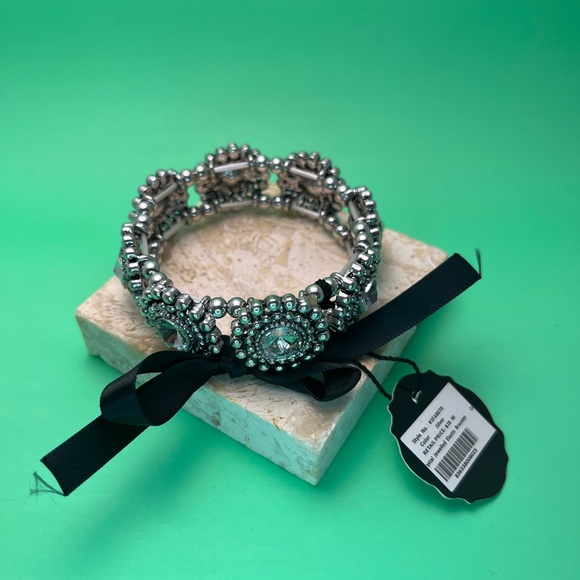 Silver Crystal Jewelled Stretch Bracelet - Picture 5 of 10